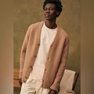 Sezane Octobre Editions Ben Wool Blend Cardigan in Camel M